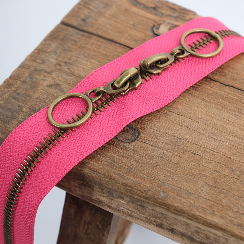 40cm Fuchsia Brass Double Slider Circle Clasp - Maison Klem